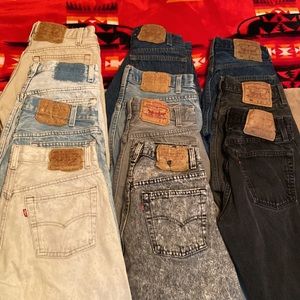 Levi’s 501’s unisex jeans. various colors and sizes. 28x32 to 30x36